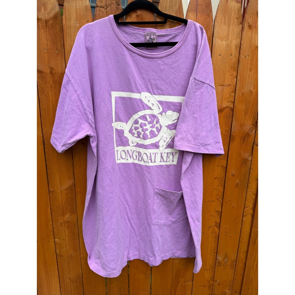 Vintage Alore Longboat Key Sea Turtle T-Shirt Dress Purple OS Made in USA